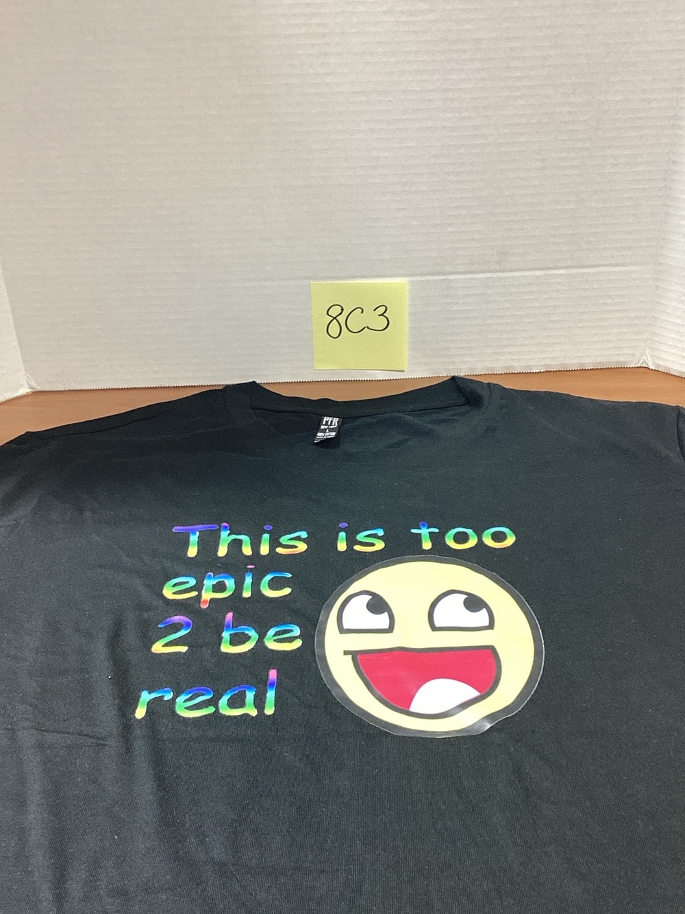 Black Short Sleeve Graphic Tee with Yellow Emoticon